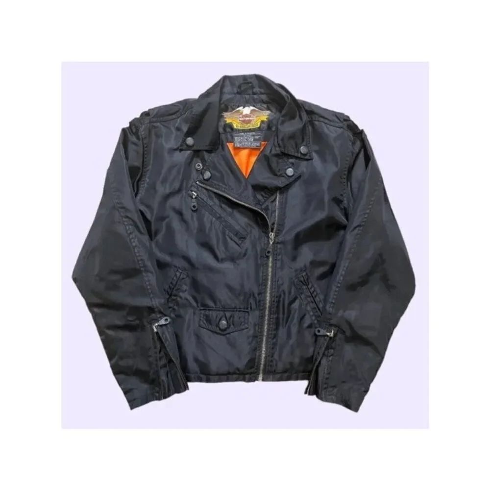 Harley Davidson Women’s Black Asymmetric Zip-Up Biker Style Jacket Size L